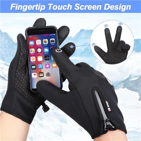 3 Pairs Men's Winter Warm Gloves Touch Screen Anti Slip Thermal Glove - Picture 4 of 4